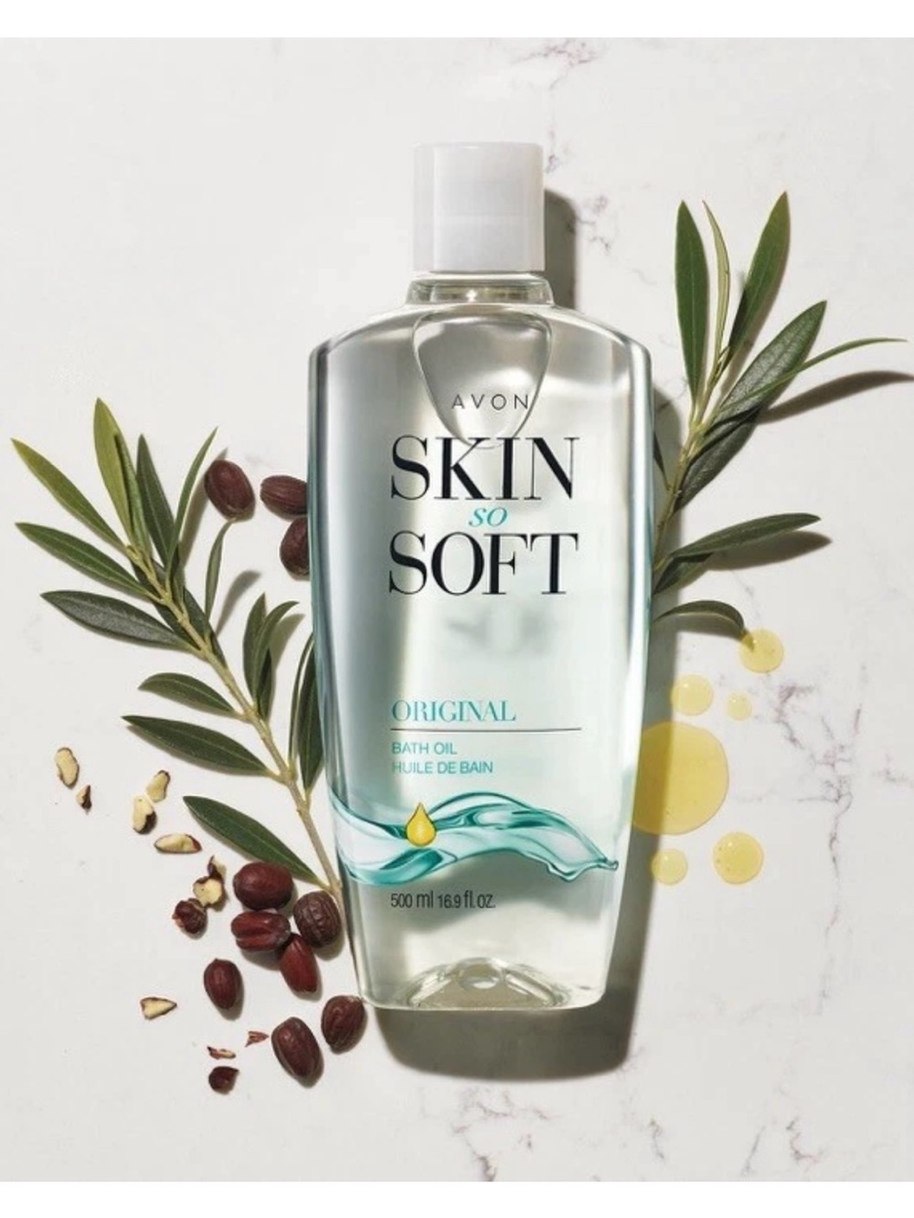 Avon Skin So Soft Original Bath Oil - Clear with Aqua Tint